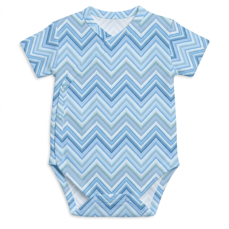 Printed Short-Sleeve Kimono Bodyvest for Babies BSHL004 ZIG ZAG OCEAN Printed Short-Sleeve Kimono Bodyvest for Babies BSHL004 ZIG ZAG OCEAN