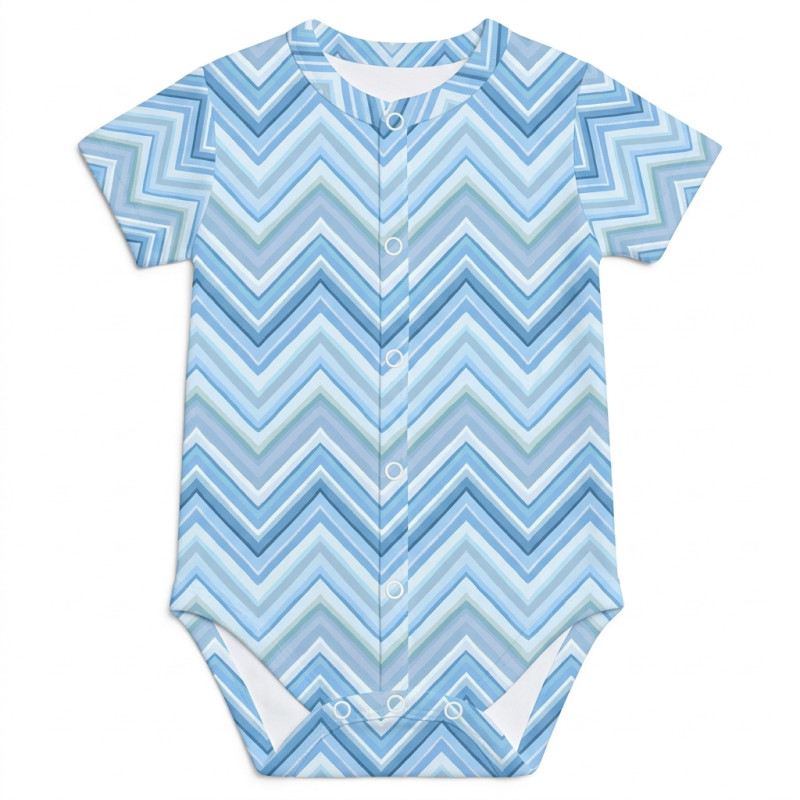 Printed Short-Sleeve Front Fastening Bodyvest for Babies BSHL009 ZIG ZAG OCEAN Printed Short-Sleeve Front Fastening Bodyvest for Babies BSHL009 ZIG ZAG OCEAN