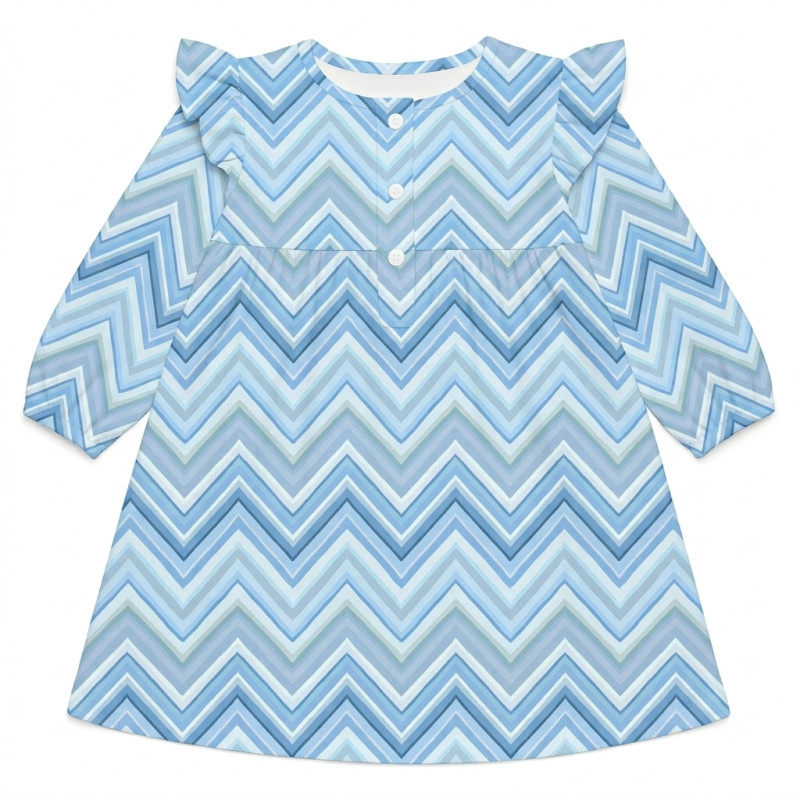 Charming Long-Sleeved Night Dress with Ruffles DR016 ZIG ZAG OCEAN