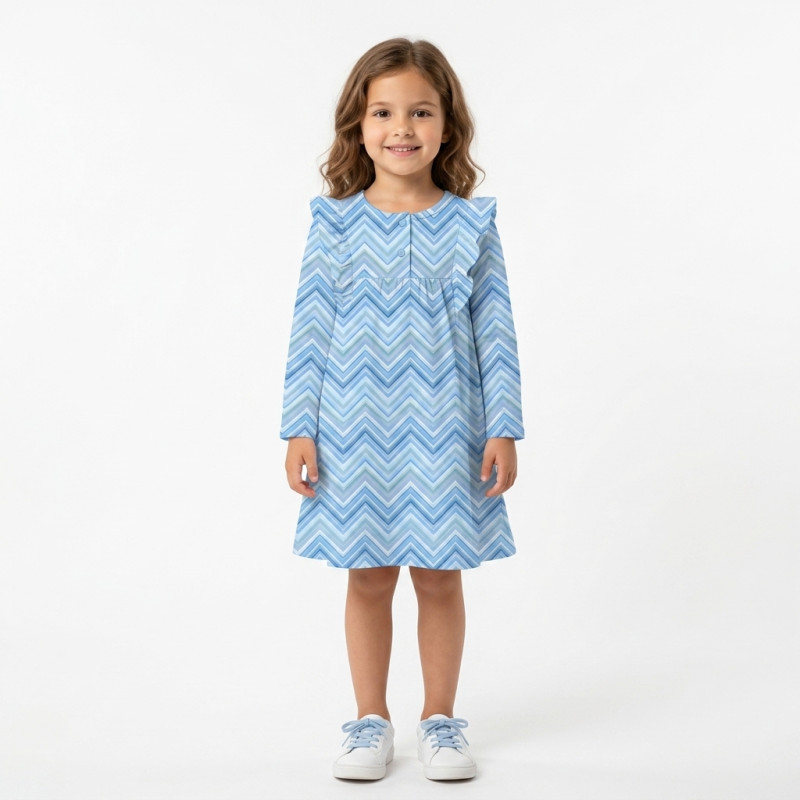 Charming Long-Sleeved Night Dress with Ruffles DR017 ZIG ZAG OCEAN