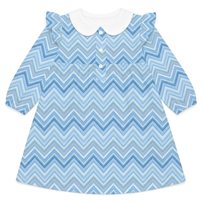Charming Long-Sleeved Dress with Ruffles and Collar DR017CL ZIG ZAG OCEAN