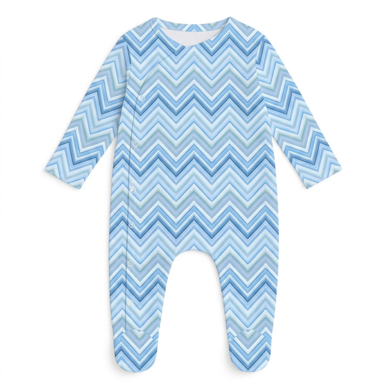 Babygrow for baby with Side Opening K020 ZIG ZAG OCEAN Babygrow for baby with Side Opening K020 ZIG ZAG OCEAN