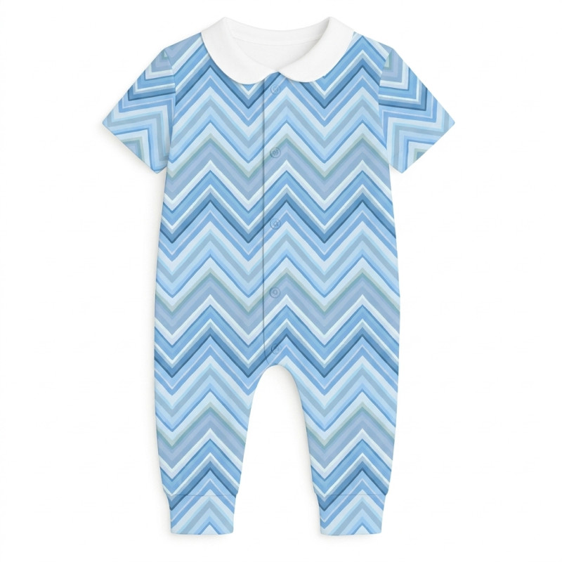 Romper Short sleeve with Collar K061CL ZIG ZAG OCEAN
