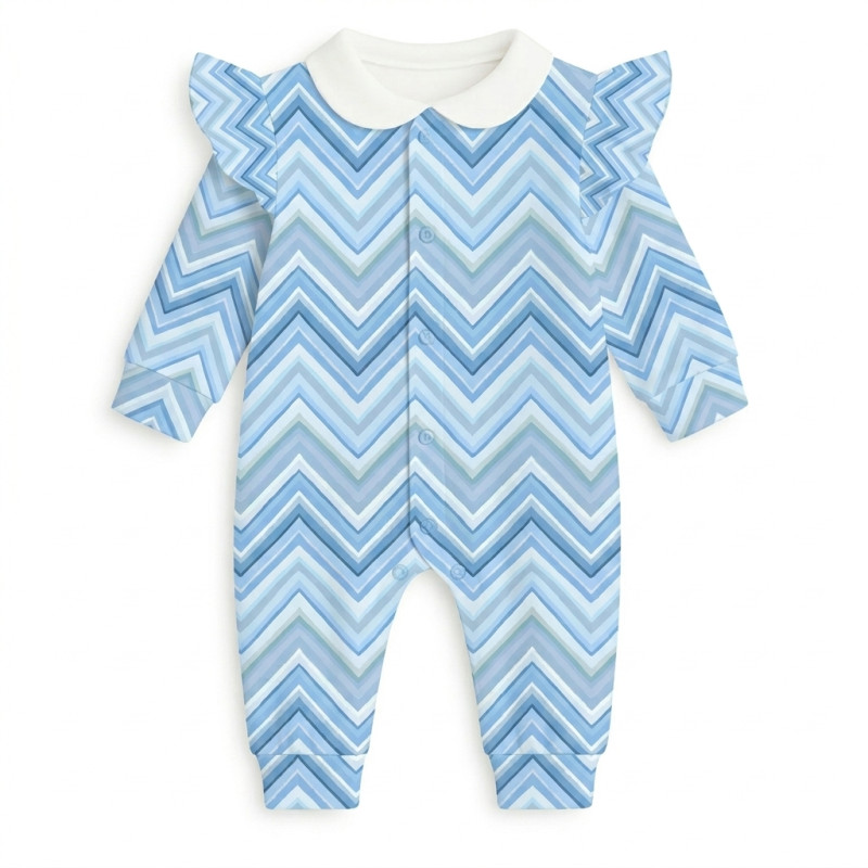 Long sleeve Romper for baby with ruffles and Collar K070CL ZIG ZAG OCEAN Long sleeve Romper for baby with ruffles and Collar K070CL ZIG ZAG OCEAN