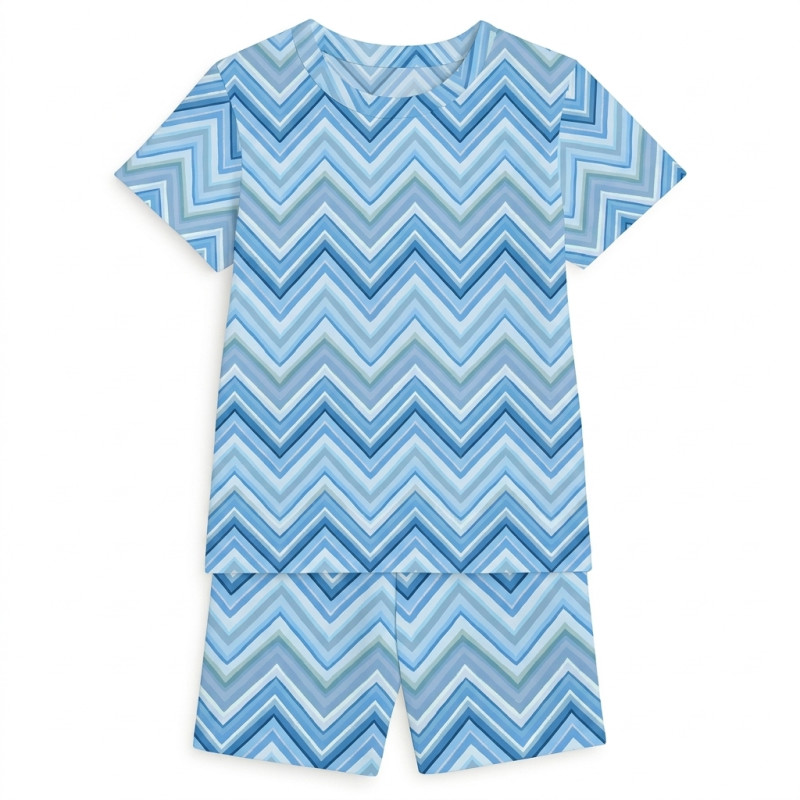 Pyjama short sleeve 100% organic pima Cotton PJ005 ZIG ZAG OCEAN Pyjama short sleeve 100% organic pima Cotton PJ005 ZIG ZAG OCEAN