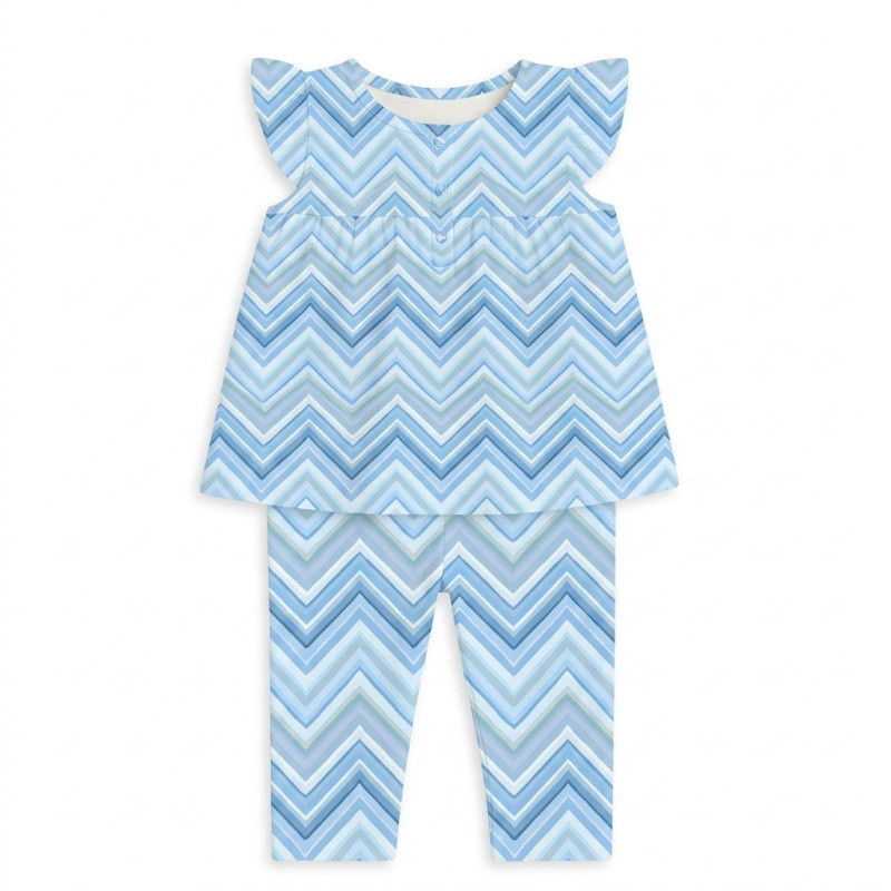 Yoke Girls Pyjama 100% organic Cotton PJ015 ZIG ZAG OCEAN Yoke Girls Pyjama 100% organic Cotton PJ015 ZIG ZAG OCEAN