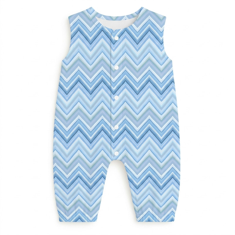 Long Supima Cotton Shortie with Sleeves R009 ZIG ZAG OCEAN Long Supima Cotton Shortie with Sleeves R009 ZIG ZAG OCEAN