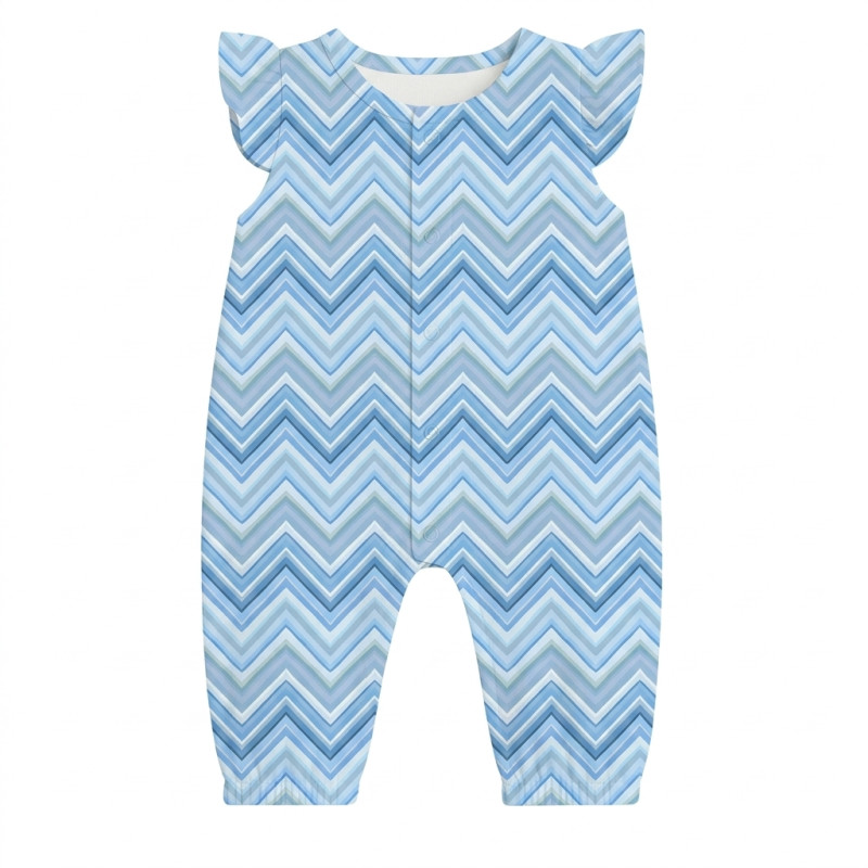 Supima Cotton Long Shortie with Ruffles – R011 ZIG ZAG OCEAN Supima Cotton Long Shortie with Ruffles – R011 ZIG ZAG OCEAN