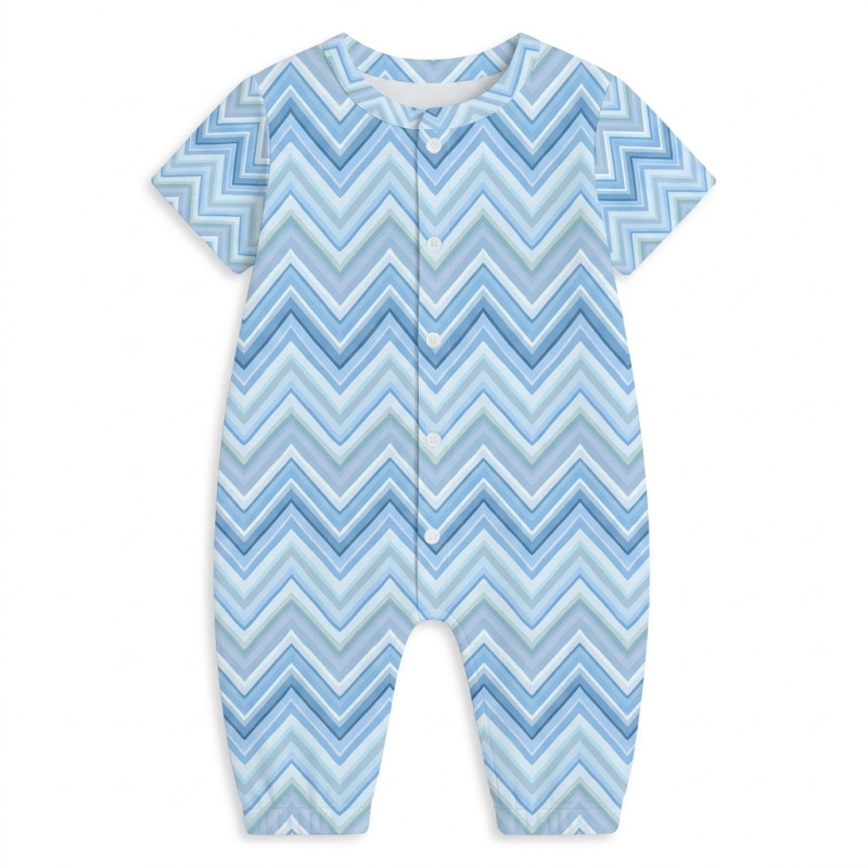 Long Supima Cotton Shortie with Sleeves R017 ZIG ZAG OCEAN Long Supima Cotton Shortie with Sleeves R017 ZIG ZAG OCEAN