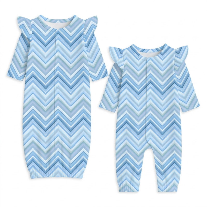 Baby converter gown with ruffles for girls TR002 ZIG ZAG OCEAN