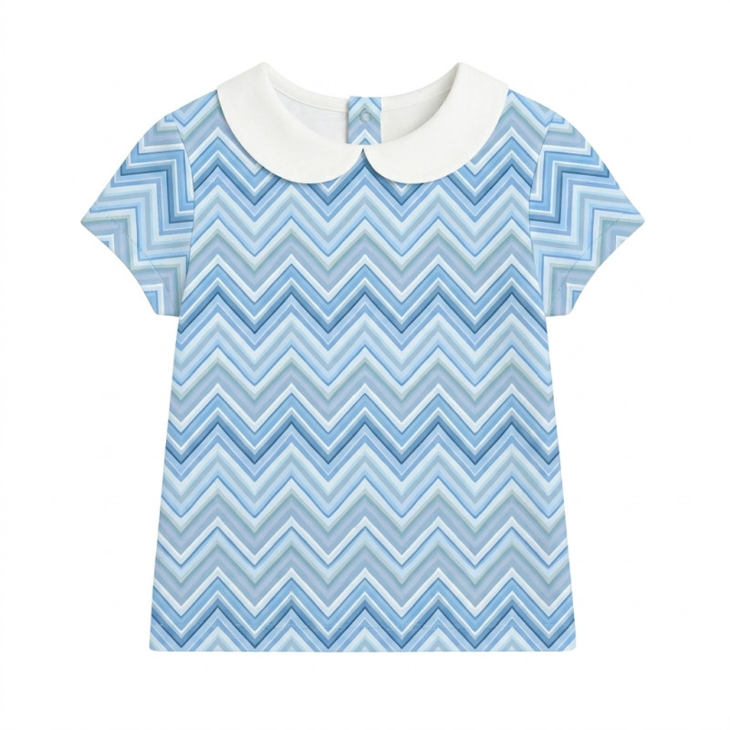 Short Sleeve T-shirt for Boys and Girls with Collar TSH001CL ZIG ZAG OCEAN Short Sleeve T-shirt for Boys and Girls with Collar TSH001CL ZIG ZAG OCEAN