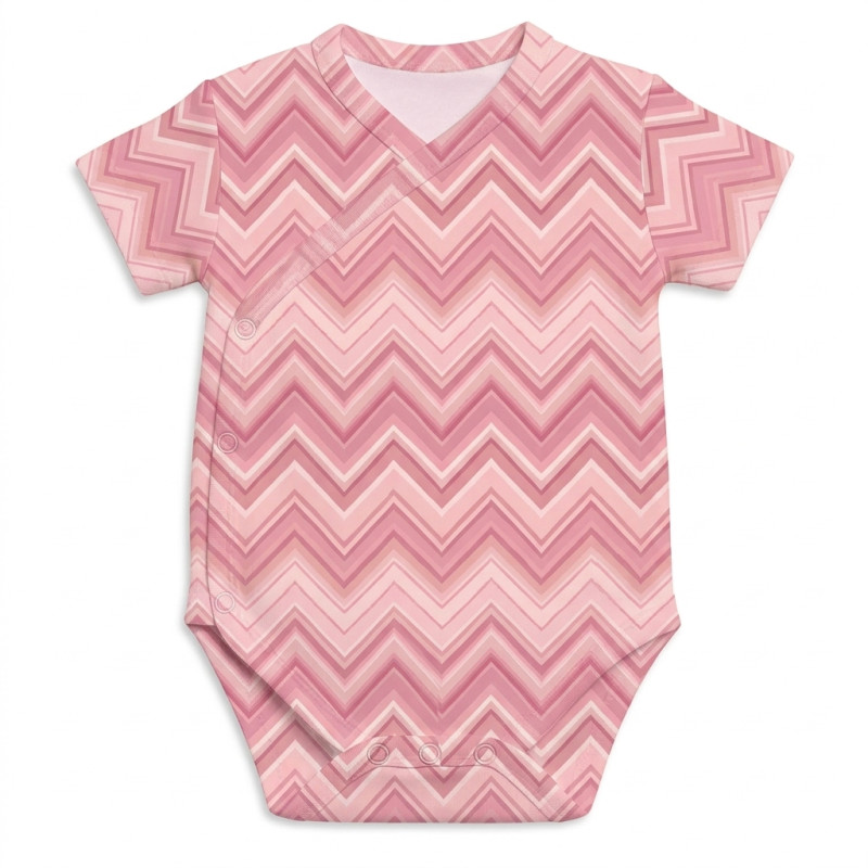Printed Short-Sleeve Kimono Bodyvest for Babies BSHL004  ZIG ZAG POWDER