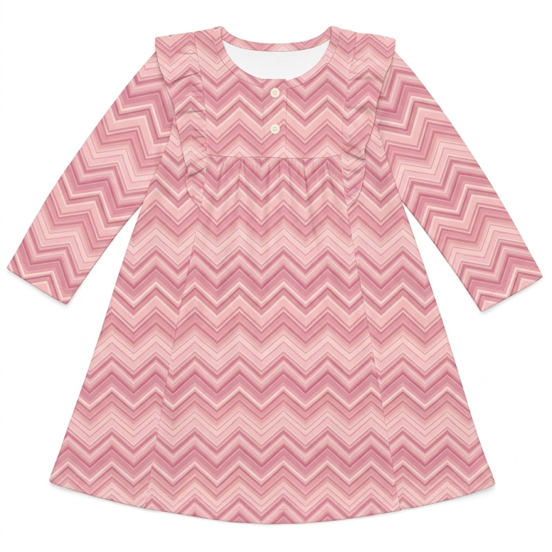 Charming Long-Sleeved Night Dress with Ruffles DR017 ZIG ZAG POWDER