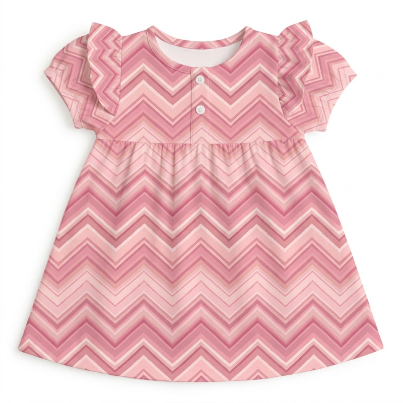 Supima Cotton Night Dress with Ruffle DR019 ZIG ZAG POWDER