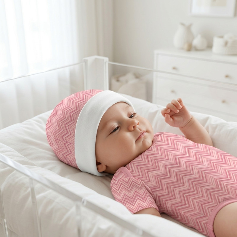 Cotton Baby Hat H004 ZIG ZAG POWDER Cotton Baby Hat H004 ZIG ZAG POWDER