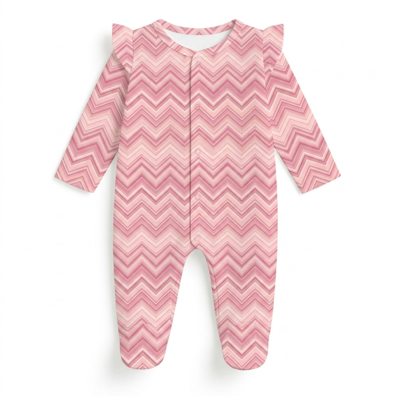 Babygrow with ruffles 100% pima cotton K065 ZIG ZAG POWDER Babygrow with ruffles 100% pima cotton K065 ZIG ZAG POWDER