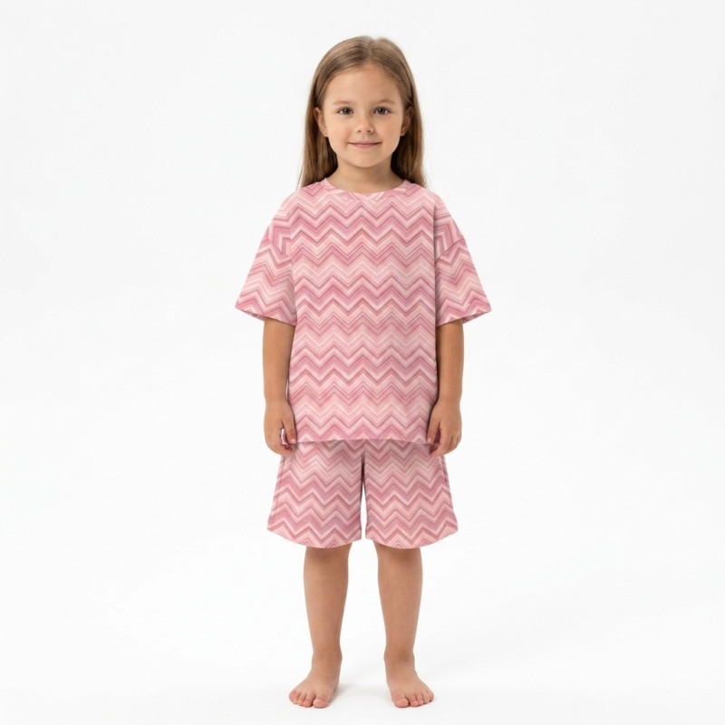 Pyjama short sleeve OVERSIZE 100% organic pima Cotton PJ006 ZIG ZAG POWDER Pyjama short sleeve OVERSIZE 100% organic pima Cotton PJ006 ZIG ZAG POWDER