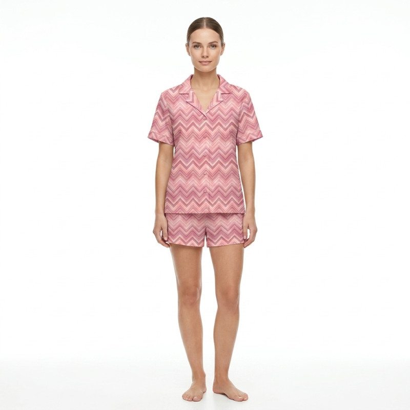 Women’s Classic Pajama Set with classic English collar and front-button design ZIG ZAG POWDERqa PW123 Women’s Classic Pajama Set with classic English collar and front-button design ZIG ZAG POWDERqa PW123