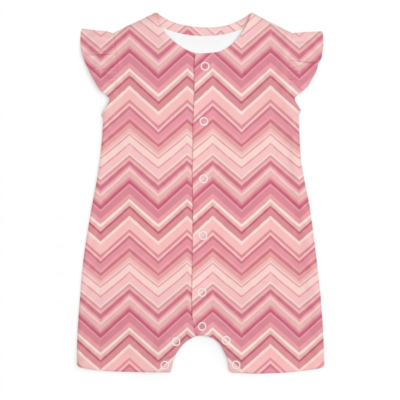 Supima Cotton Shortie with Ruffles – R007 ZIG ZAG POWDER Supima Cotton Shortie with Ruffles – R007 ZIG ZAG POWDER
