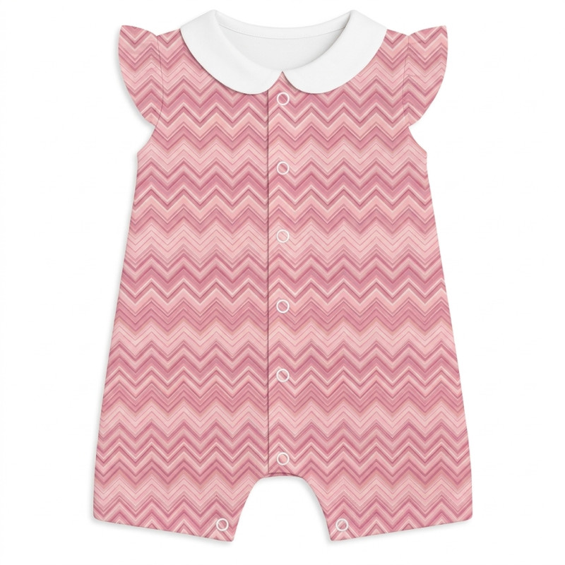 Supima Cotton Shortie with Ruffles and Collar – R007CL ZIG ZAG POWDER Supima Cotton Shortie with Ruffles and Collar – R007CL ZIG ZAG POWDER