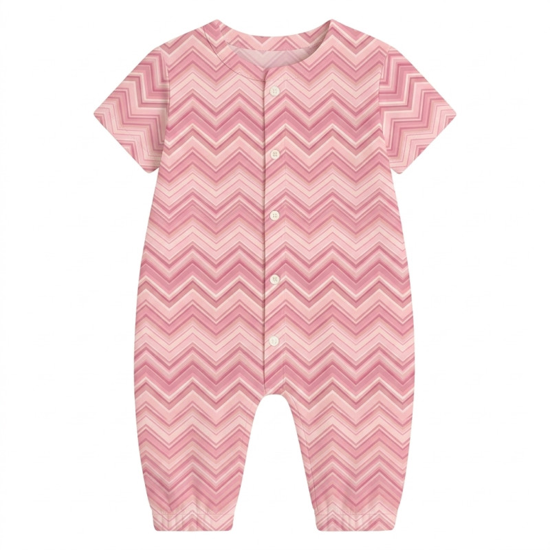 Long Supima Cotton Shortie with Sleeves R017 ZIG ZAG POWDER Long Supima Cotton Shortie with Sleeves R017 ZIG ZAG POWDER