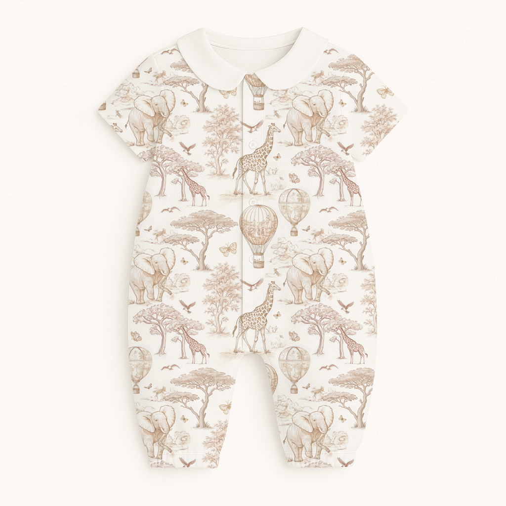Long Supima Cotton Shortie with Sleeves and Collar R017CL Sand Toile Africa Long Supima Cotton Shortie with Sleeves and Collar R017CL Sand Toile Africa