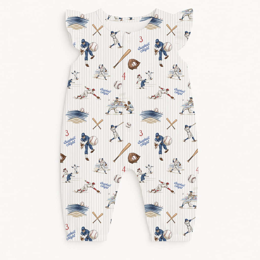 Supima Cotton Long Shortie with Ruffles – R011 BASEBALL Supima Cotton Long Shortie with Ruffles – R011 BASEBALL