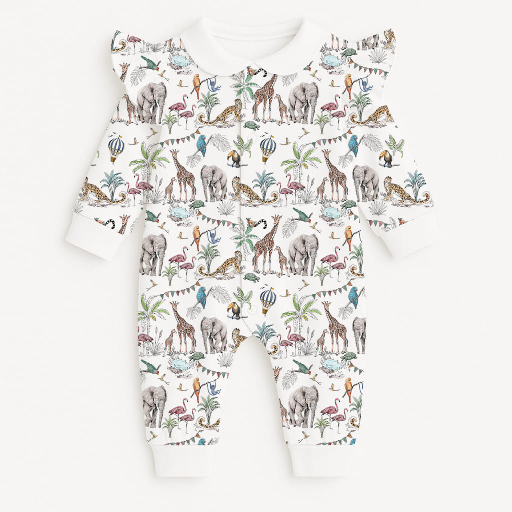 Long sleeve Romper for baby with ruffles and Collar K070CL MADAGASKAR Long sleeve Romper for baby with ruffles and Collar K070CL MADAGASKAR